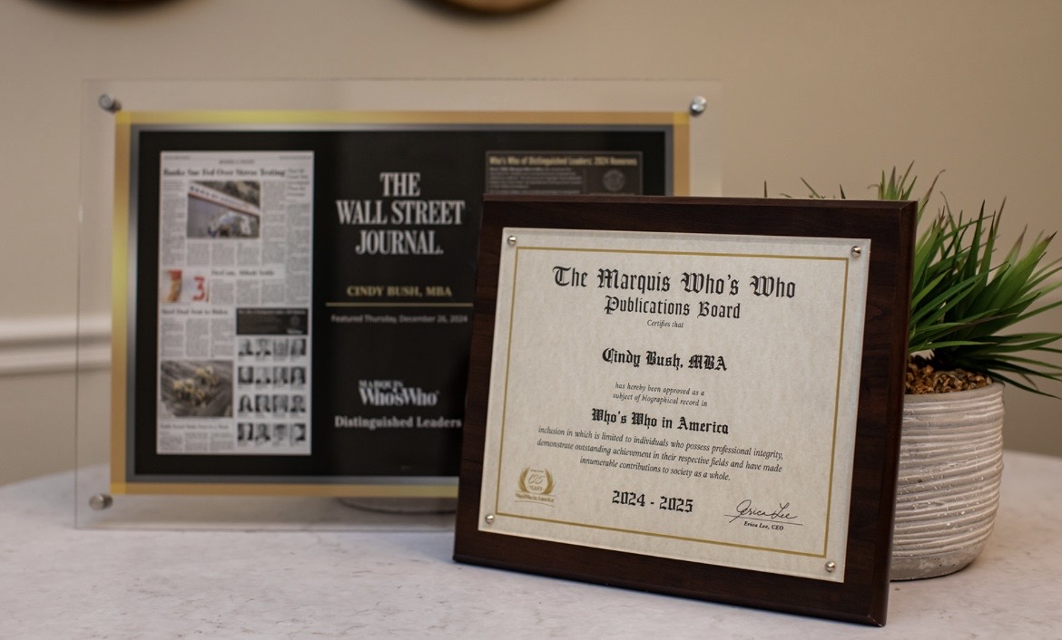 Cindy Bush's Wall Street Journal feature and Marquis Who's Who recognition